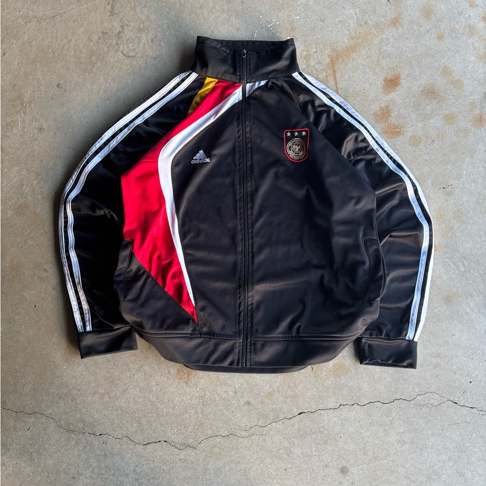 Vintage 90s Team Germany Black Track Jacket with Red, Yellow & White Accents